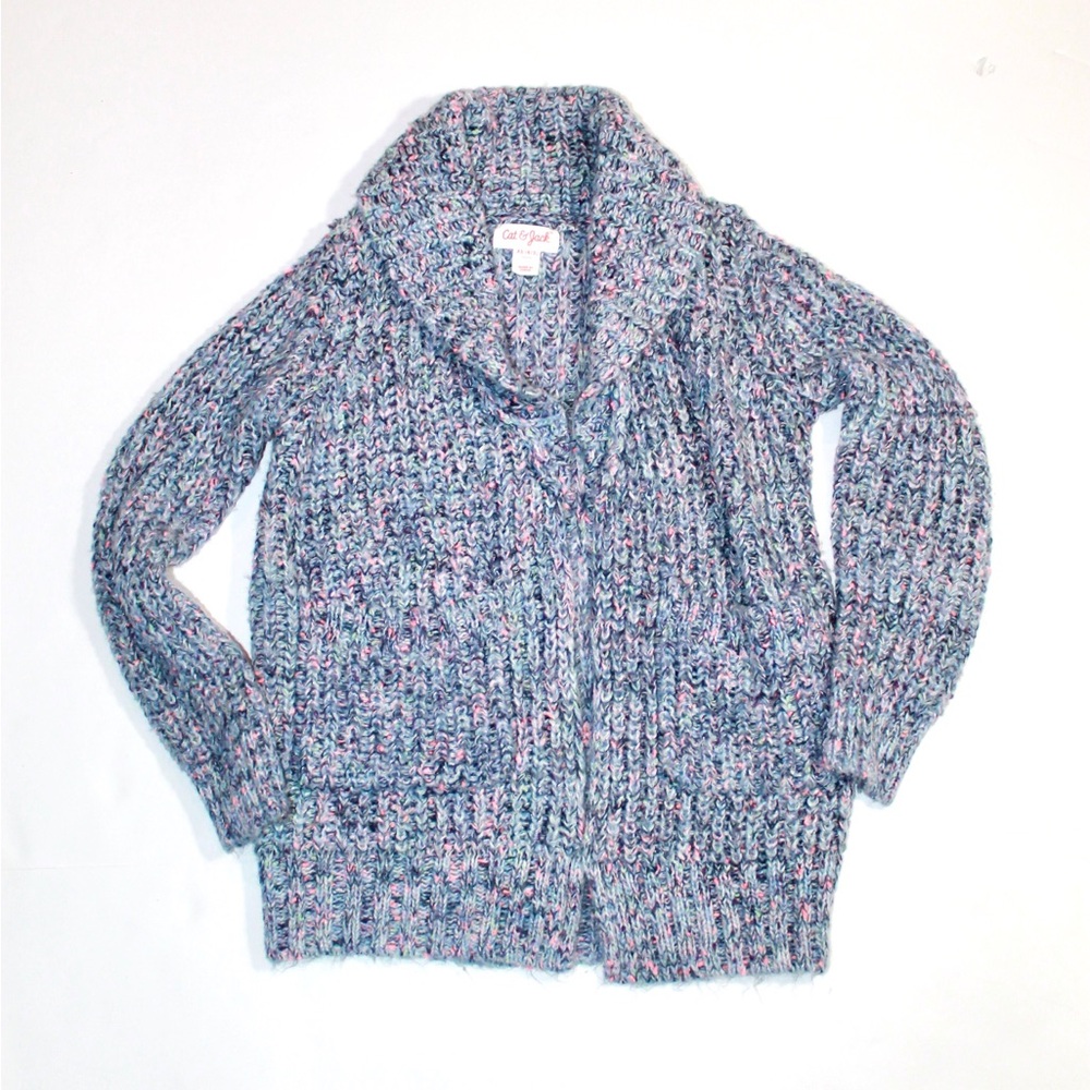 Cat& Jack Girls Cozy Collar Multicolor Knit Sweater